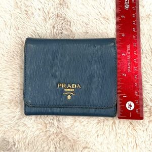 Prada Vitello Trifold Wallet bluette